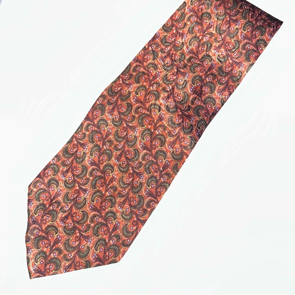 Nordstrom J.Z. Richards All Silk Necktie in Rust and Green Paisley Dad Gift Fall